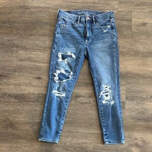 American Eagle Outfitters Women's Ripped Blue Skinny Jeans